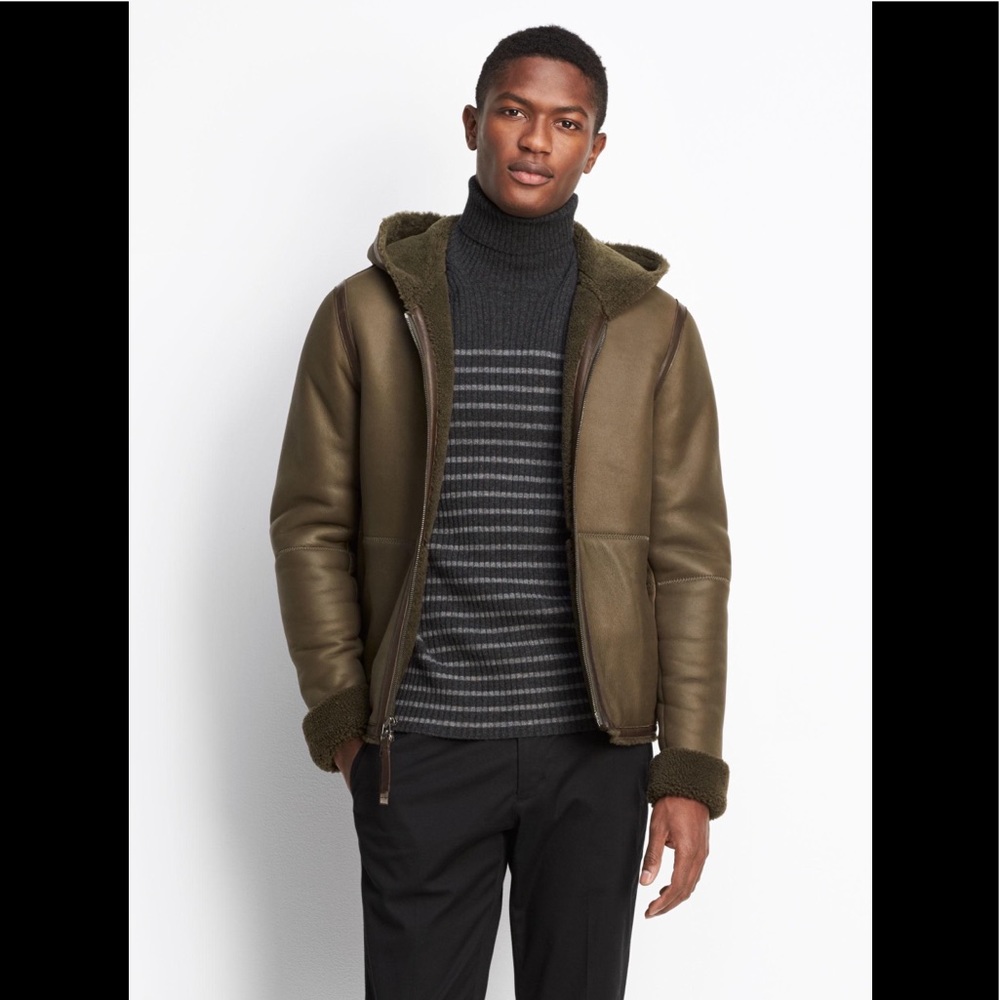 nwot VINCE Shearling Hooded Coat